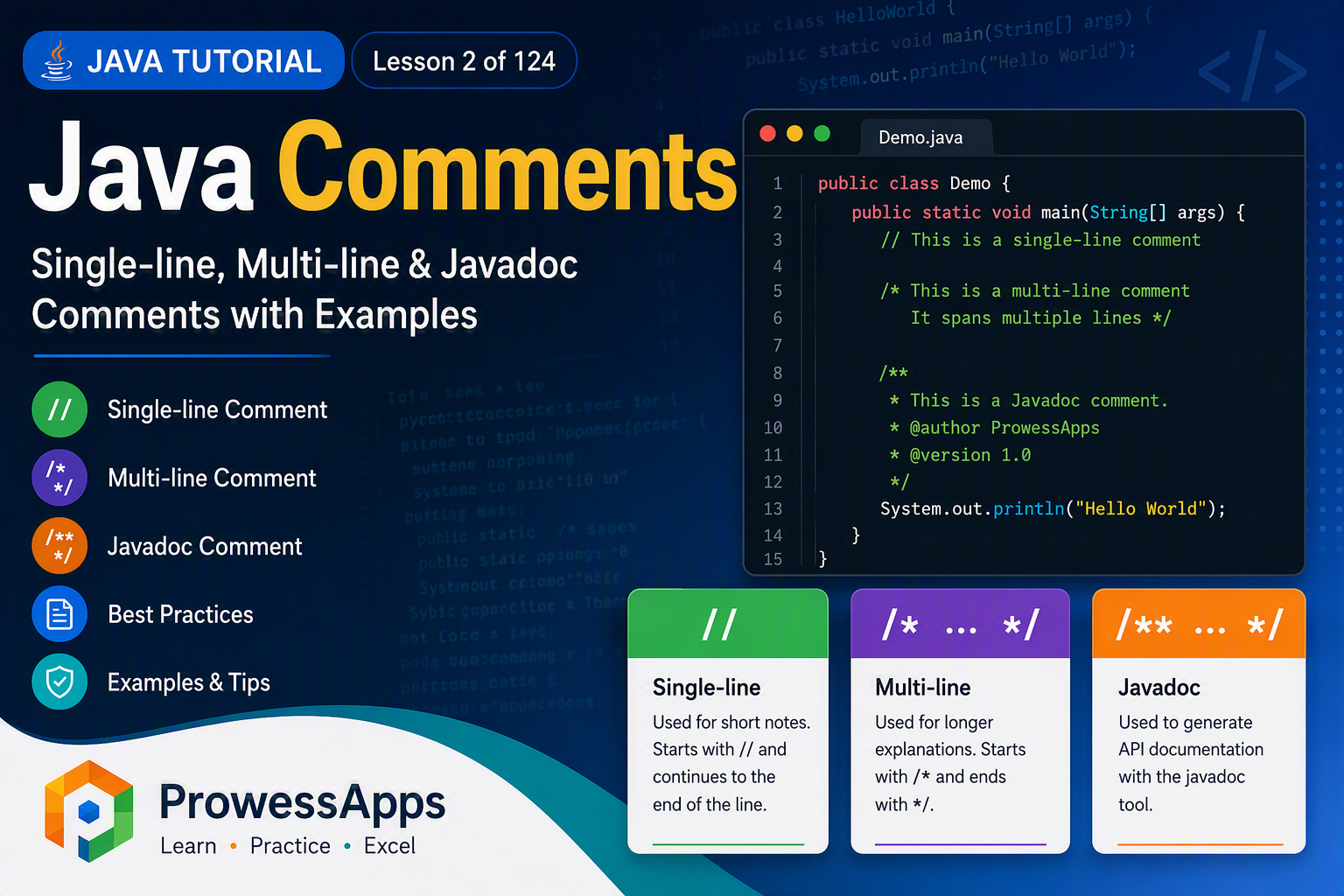 Java Comments: Single-Line, Multi-Line & Javadoc | ProwessApps