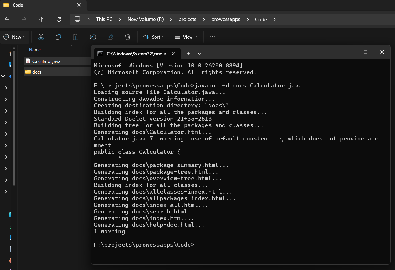 Example of generated Javadoc HTML documentation